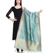Blue Color Poly Silk Banarasi Print Women'S Dupatta