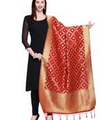 Red Color Poly Silk Banarasi Print Women's Dupatta