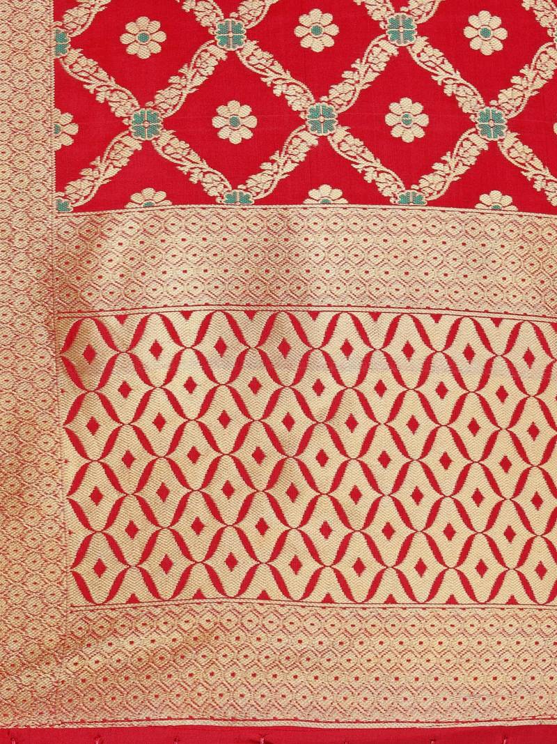 Red Color Poly Silk Banarasi Print Women's Dupatta