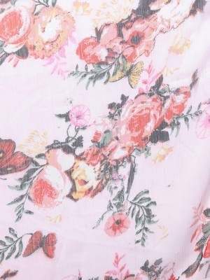 Inddus Pink Art Silk Solid Unstitched Top And Pink Chiffon Floral Printed Semi Stitched Skirt With Chiffon Dupatta 5