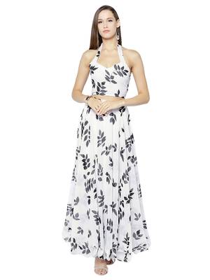 Inddus Black & White Georgette Printed Semi Stitched Lehenga Choli 1