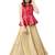 Inddus Pink Art Silk Woven Unstiched Top With Cream Art Silk Woven Semi Stitched Skirt