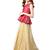 Inddus Pink Art Silk Woven Unstiched Top With Cream Art Silk Woven Semi Stitched Skirt