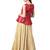 Inddus Pink Art Silk Woven Unstiched Top With Cream Art Silk Woven Semi Stitched Skirt