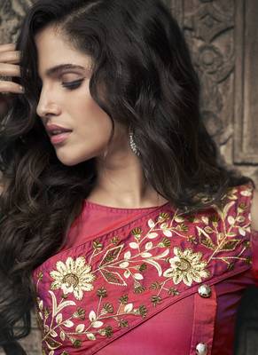 Red Embroidered Silk Blend Stitched Salwar With Dupatta 2