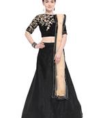 Aasvaa Black Color Velvet Embroidered Semi-Stitched Lehenga Choli