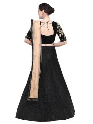 Aasvaa Black Color Velvet Embroidered Semi-Stitched Lehenga Choli 3