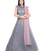 Aasvaa Grey Color Net Embroidered Semi-Stitched Lehenga Choli