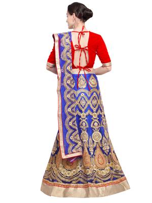 Aasvaa Blue Color Net Embroidered Semi-Stitched Lehenga Choli 2