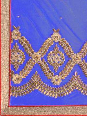 Aasvaa Blue Color Net Embroidered Semi-Stitched Lehenga Choli 4