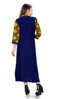 Blue printed rayon long kurti 2