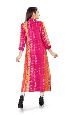 Pink printed cotton silk long kurti 2