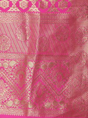 Rani Pink Banarasi Art Silk Women's Dupatta 4