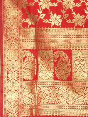 Red Banarasi Art Silk Women's Dupatta 4