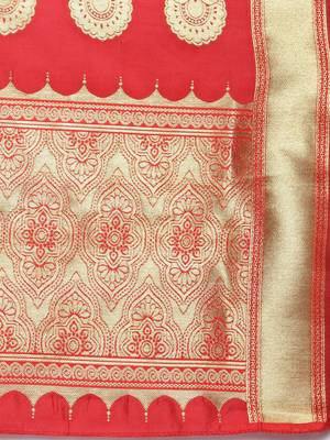 Red Banarasi Art Silk Women's Dupatta 4