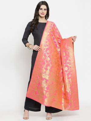 Pink Banarasi Art Silk Women's Dupatta 1