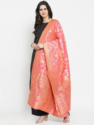 Pink Banarasi Art Silk Women's Dupatta 3
