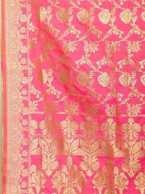 Pink Banarasi Art Silk Women's Dupatta 4
