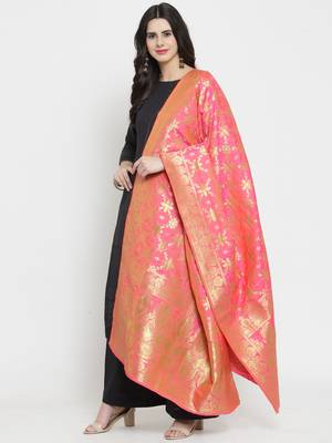 Pink Banarasi Art Silk Women's Dupatta 3