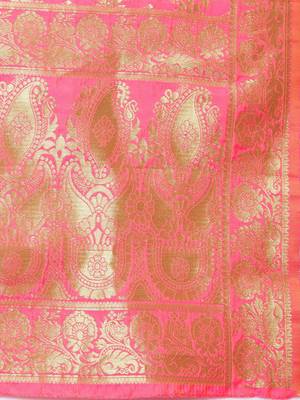 Pink Banarasi Art Silk Women's Dupatta 4