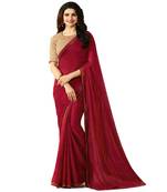 Maroon art silk saree with blouse