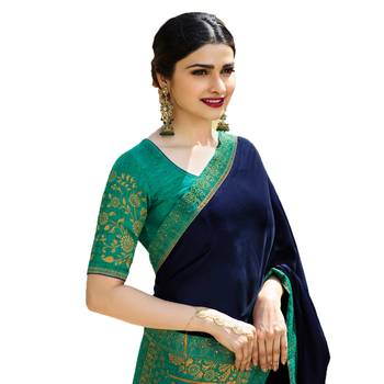 Blue art silk saree with blouse 2