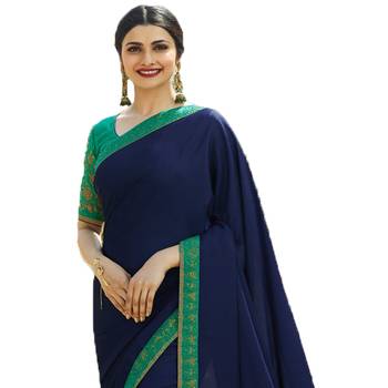 Blue art silk saree with blouse 3