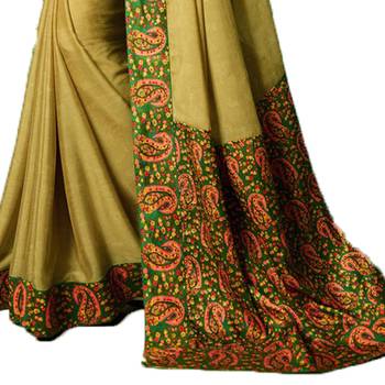 Green art silk saree with blouse 3
