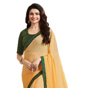 Yellow art silk saree with blouse 2