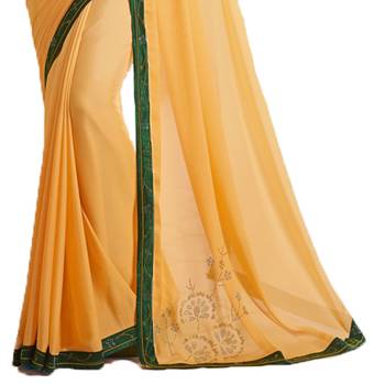 Yellow art silk saree with blouse 3