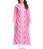 Ada Hand Embroidered Onion Pink Cotton Lucknow Chikan Kurti