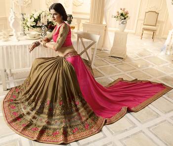 Pink embroidered georgette saree with blouse 2