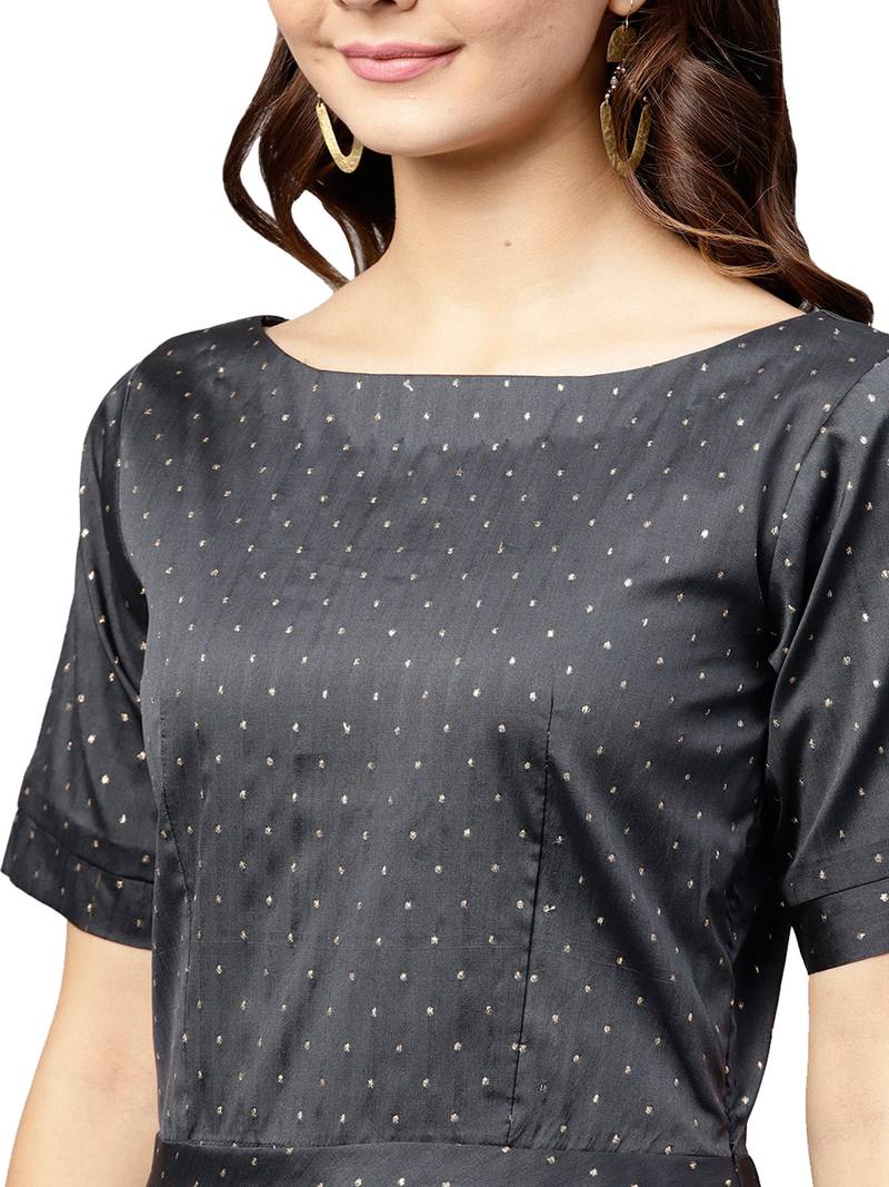 Inddus Grey Tafeta Self Design Dhoti Kurta Set