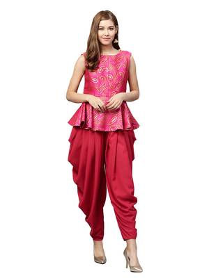 Inddus Pink Brocade Self Design Dhoti Kurta Set 1
