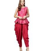 Inddus Pink Brocade Self Design Dhoti Kurta Set