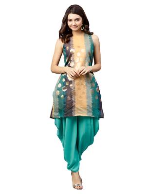 Inddus Gold Chanderi Cotton Woven Dhoti Kurta Set 1