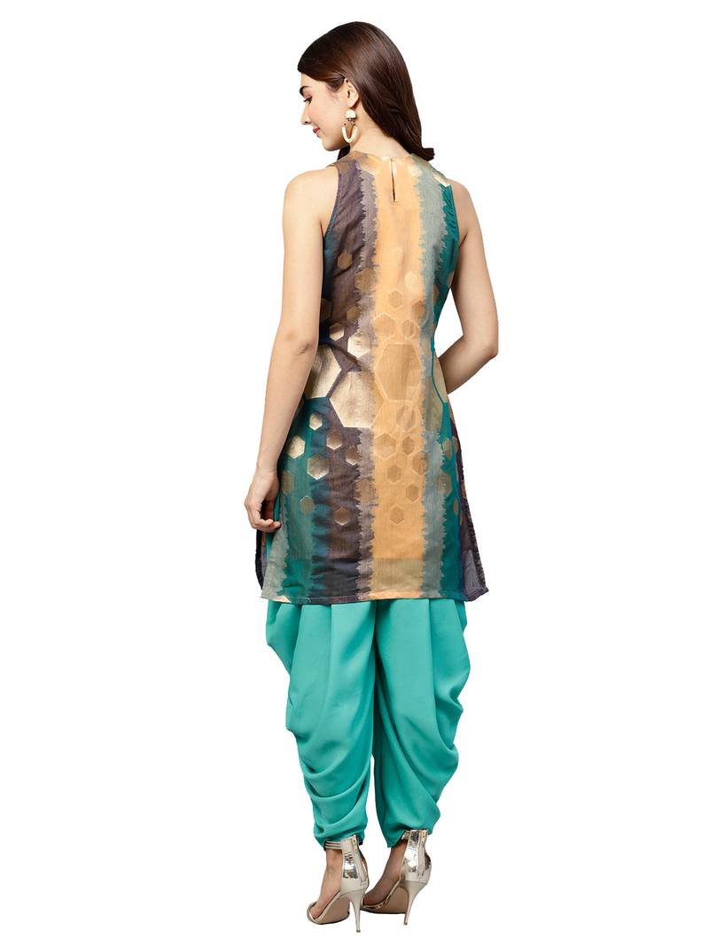 Inddus Gold Chanderi Cotton Woven Dhoti Kurta Set