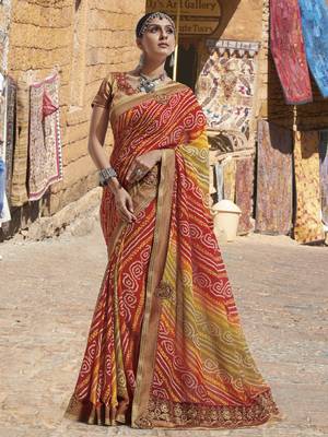 Multicolor embroidered georgette saree with blouse 1