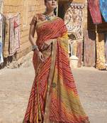 Multicolor embroidered georgette saree with blouse