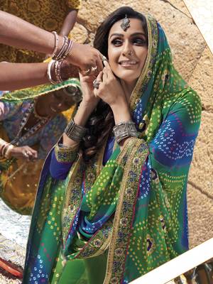 Green embroidered georgette saree with blouse 2