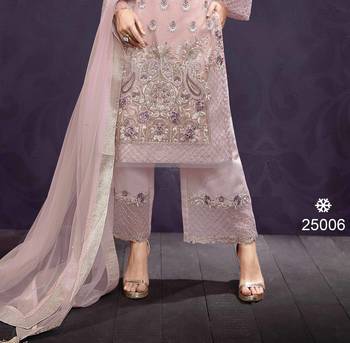 purple embroidered net ethnic suits with matching dupatta 2