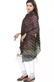 Black Multi Lahariya Dupatta
