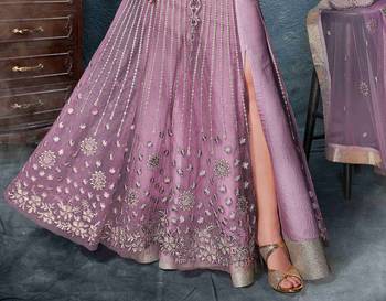purple embroidered net ethnic suits with matching dupatta 2