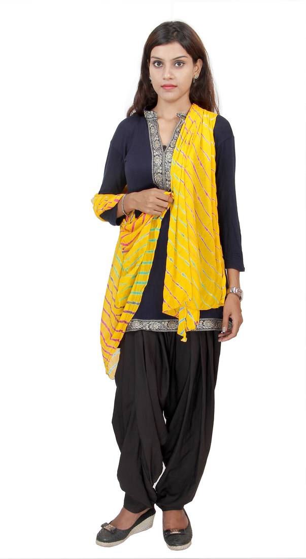 Yellow Multi Lahariya Dupatta