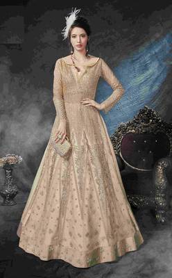 gold embroidered net ethnic suits with matching dupatta 1