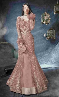 purple embroidered net ethnic suits with matching dupatta 1