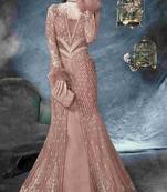 purple embroidered net ethnic suits with matching dupatta