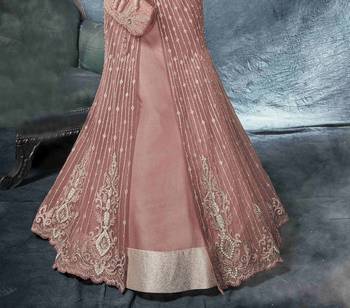 purple embroidered net ethnic suits with matching dupatta 2
