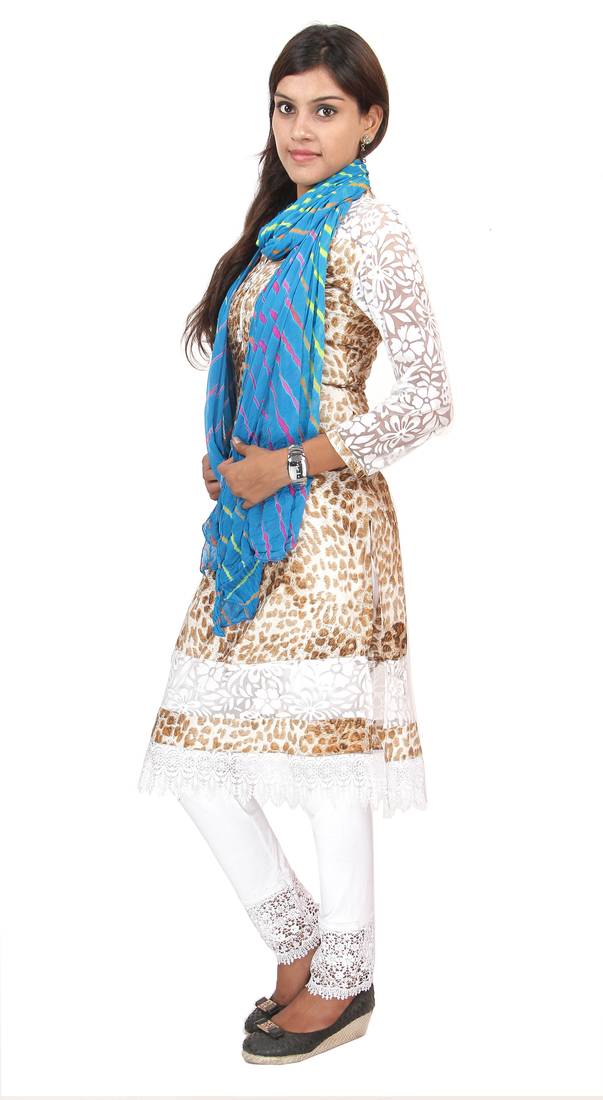 Light Blue Multi Lahariya Dupatta