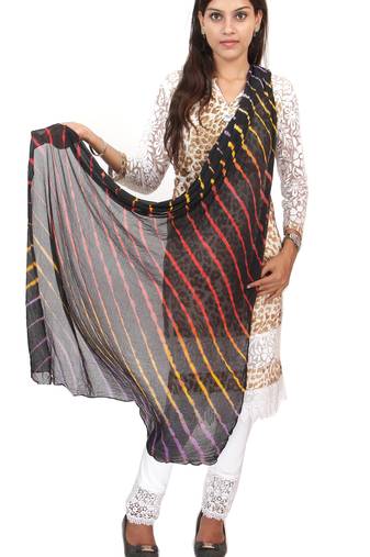 Black Multi Lahariya Dupatta